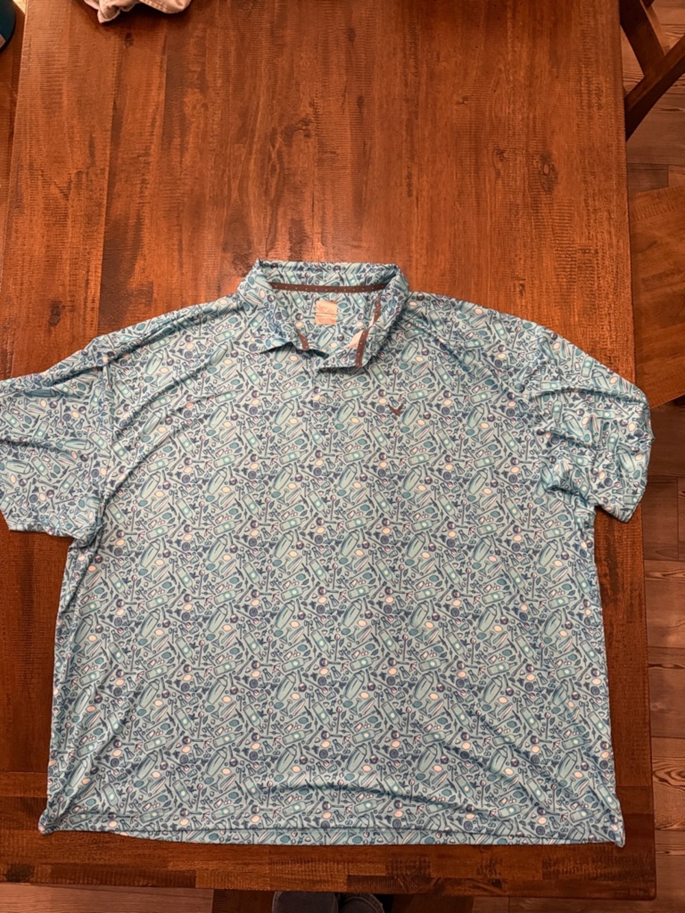 Callaway Light Blue Geometric Print Men's Polo Cocktail Print Opti-Dri